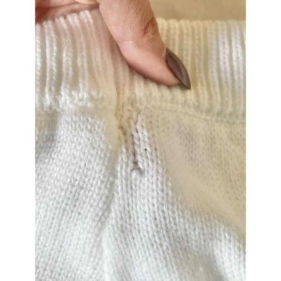 Womens White Knit High Rise Pants Drawstring Ribbed Size XL Sweatpants Jogger - Picture 13 of 13